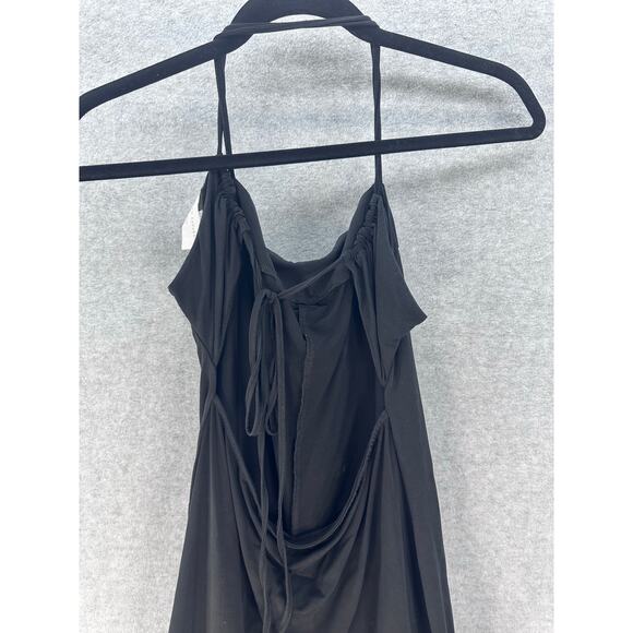 Modern Citizen Women’s sz M Liliana Black Cupro Slinky Midi Dress Lace Up Back - Picture 5 of 13